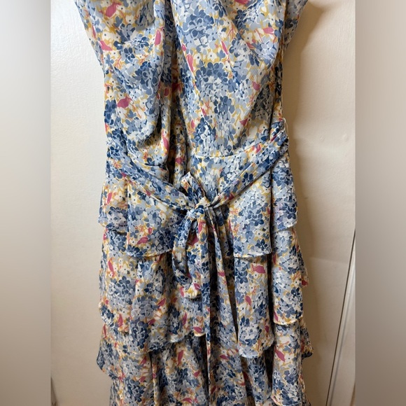 Lauren Ralph Lauren Floral Crinkle Georgette Halter Criss Cross Ruffle Dress 16 - Picture 8 of 16